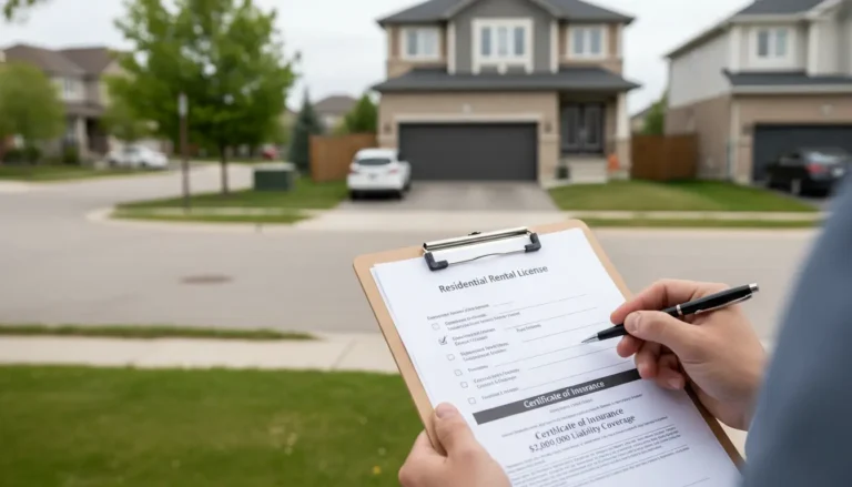 Brampton rental licensing — landlord reviewing license and insurance documents